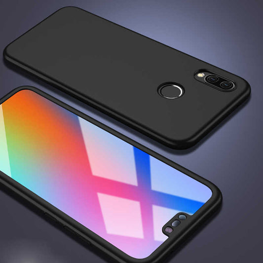 Huawei P20 Lite Kılıf Zore 360 3 Parçalı Rubber Kapak Siyah
