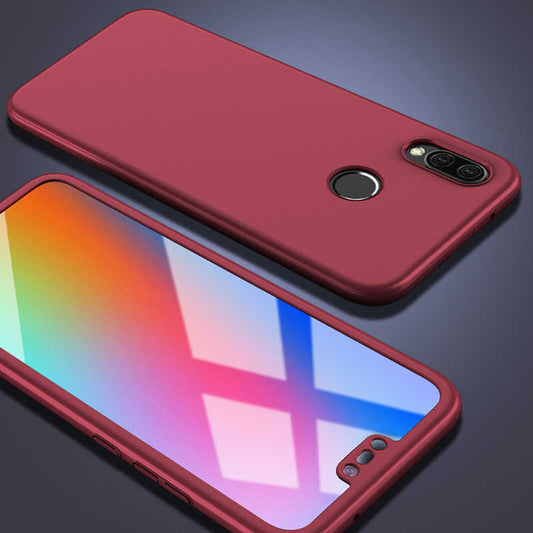 Huawei P20 Lite Kılıf Zore 360 3 Parçalı Rubber Kapak Bordo