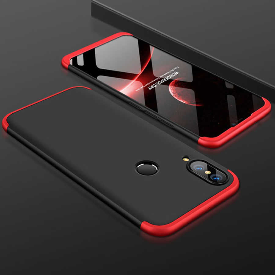 Huawei P20 Lite Kılıf Zore Ays Kapak Siyah-Kırmızı