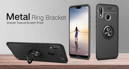 Huawei P20 Lite Kılıf Zore Ravel Silikon Kapak Siyah-Mavi