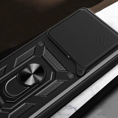 Huawei Pura 70 5G Kılıf Magnetik Standlı Kamera Korumalı Zore Sürgülü Vega Kapak Siyah