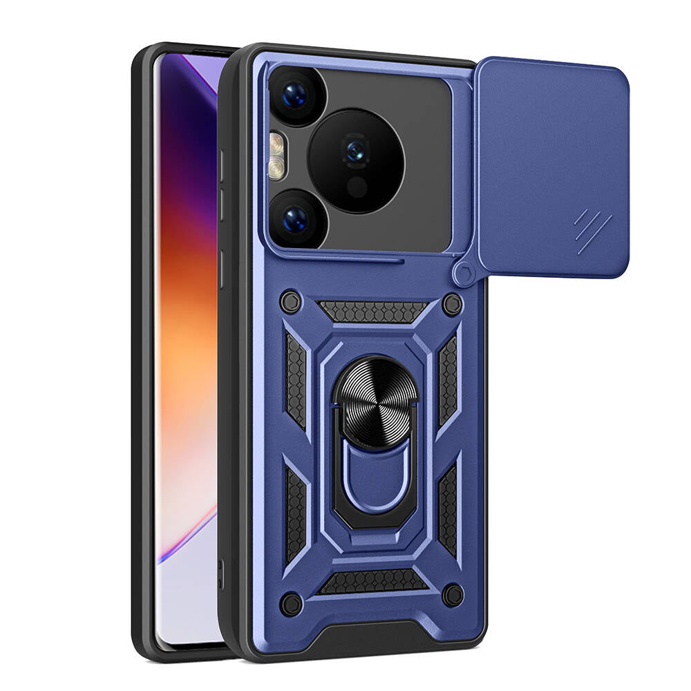 Huawei Pura 70 Pro 5G Kılıf Magnetik Standlı Kamera Korumalı Zore Sürgülü Vega Kapak Siyah