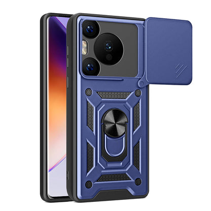 Huawei Pura 70 Pro 5G Kılıf Magnetik Standlı Kamera Korumalı Zore Sürgülü Vega Kapak Siyah
