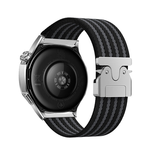 Huawei Watch GT 3 42mm Zore KRD-133 22mm Naylon Kumaş Hasır Örgülü Kordon Siyah
