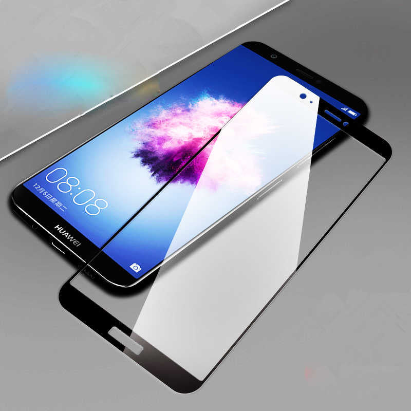 Huawei Y7 2018 Zore Kenarları Kırılmaya Dayanıklı Cam Ekran Koruyucu Siyah