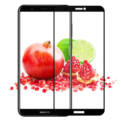 Huawei Y7 2018 Zore Kenarları Kırılmaya Dayanıklı Cam Ekran Koruyucu Siyah