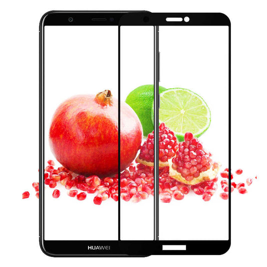 Huawei Y7 2018 Zore Kenarları Kırılmaya Dayanıklı Cam Ekran Koruyucu Siyah