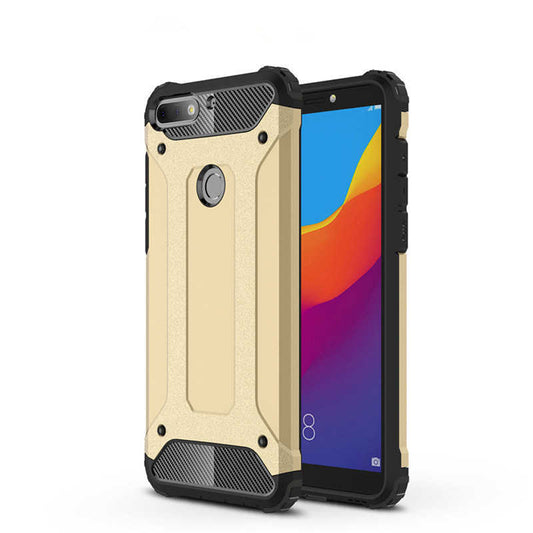 Huawei Y7 2018 Kılıf Zore Crash Silikon Kapak Gold