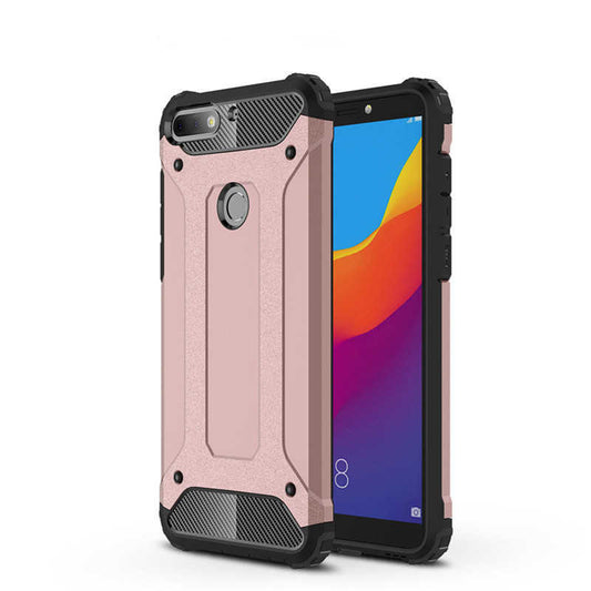 Huawei Y7 2018 Kılıf Zore Crash Silikon Kapak Rose Gold