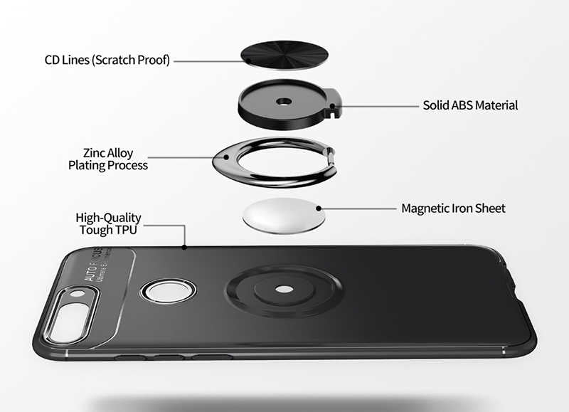 Huawei Y7 2018 Kılıf Zore Ravel Silikon Kapak Siyah-Kırmızı