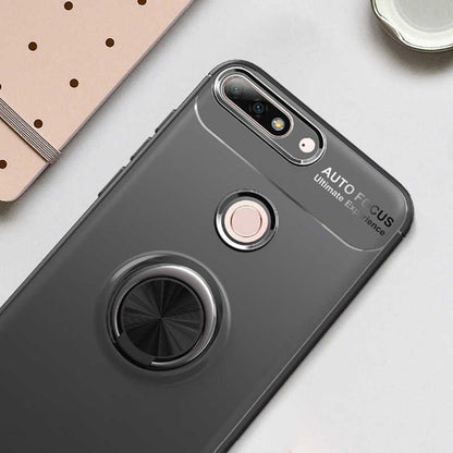 Huawei Y7 2018 Kılıf Zore Ravel Silikon Kapak Siyah-Kırmızı