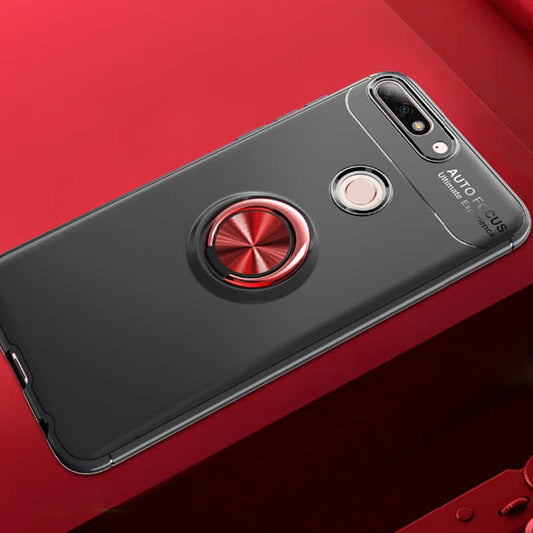 Huawei Y7 2018 Kılıf Zore Ravel Silikon Kapak Siyah-Kırmızı