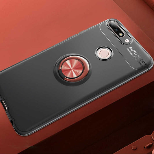 Huawei Y7 2018 Kılıf Zore Ravel Silikon Kapak Siyah-Rose Gold