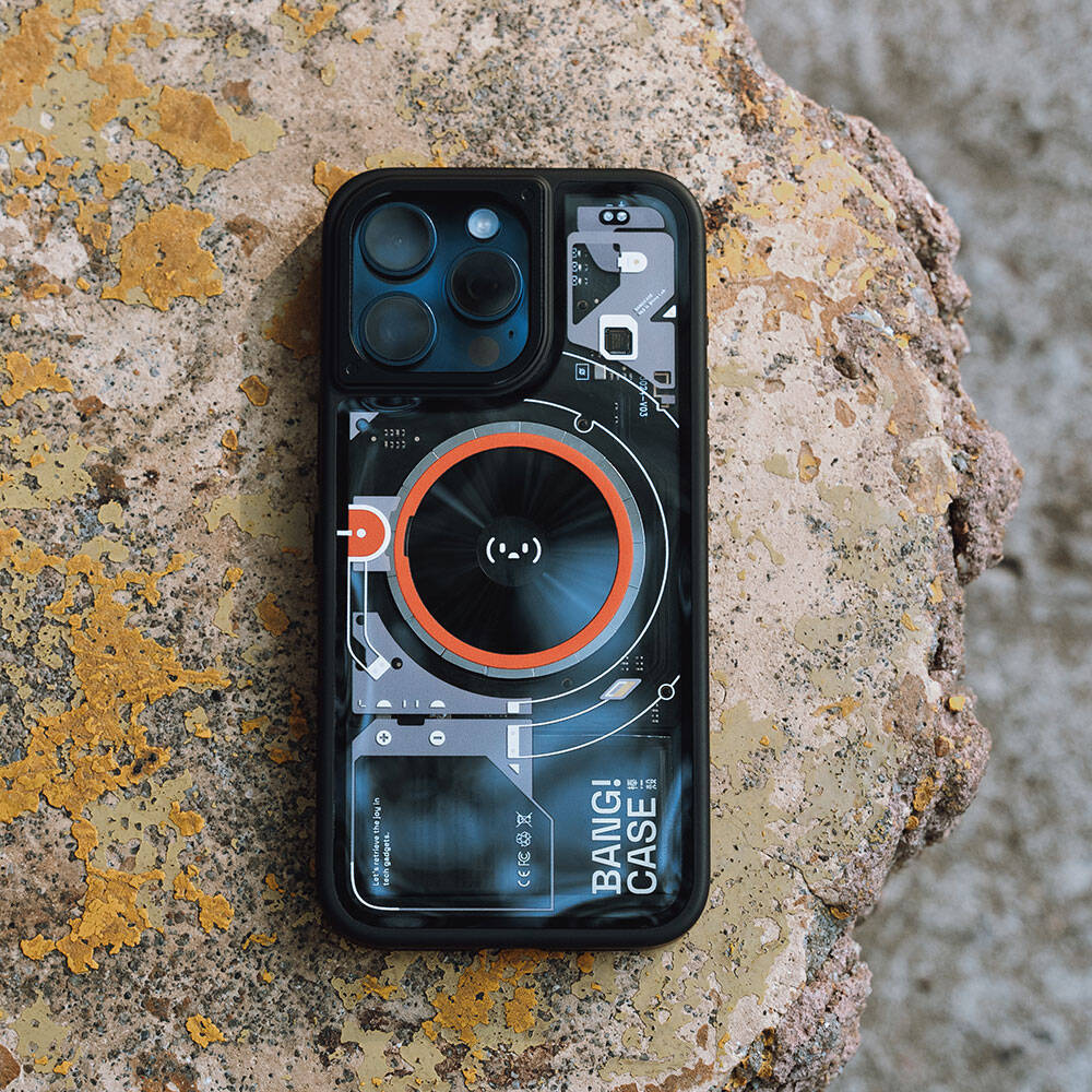 iPhone 15 Pro Max Kılıf Özelleştirilebilir 3 Fonksiyonlu Bluetooth Bağlantılı Bitmo Lab Bangcase Akıllı Magsafe Kapak Siyah