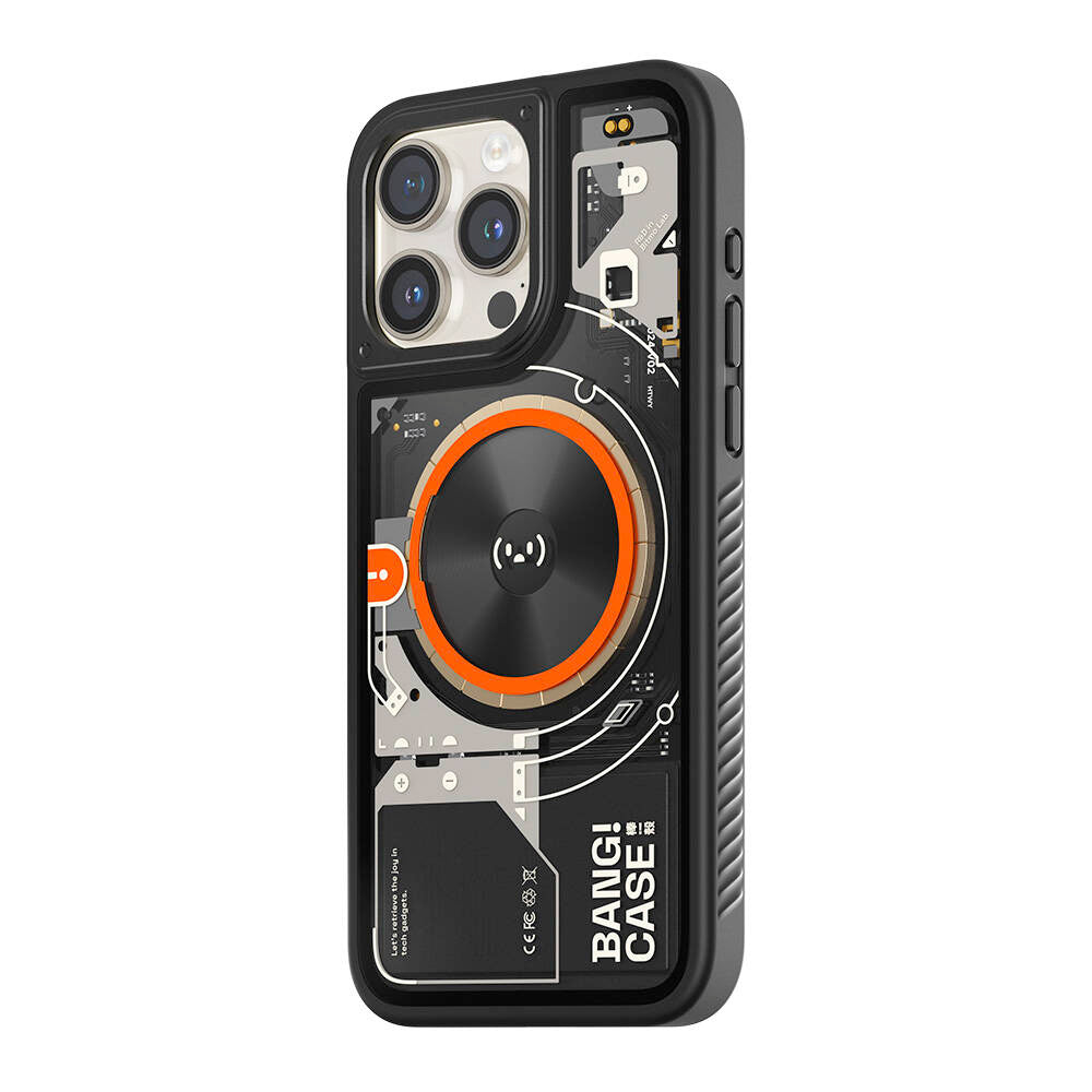iPhone 15 Pro Max Kılıf Özelleştirilebilir 3 Fonksiyonlu Bluetooth Bağlantılı Bitmo Lab Bangcase Akıllı Magsafe Kapak Siyah