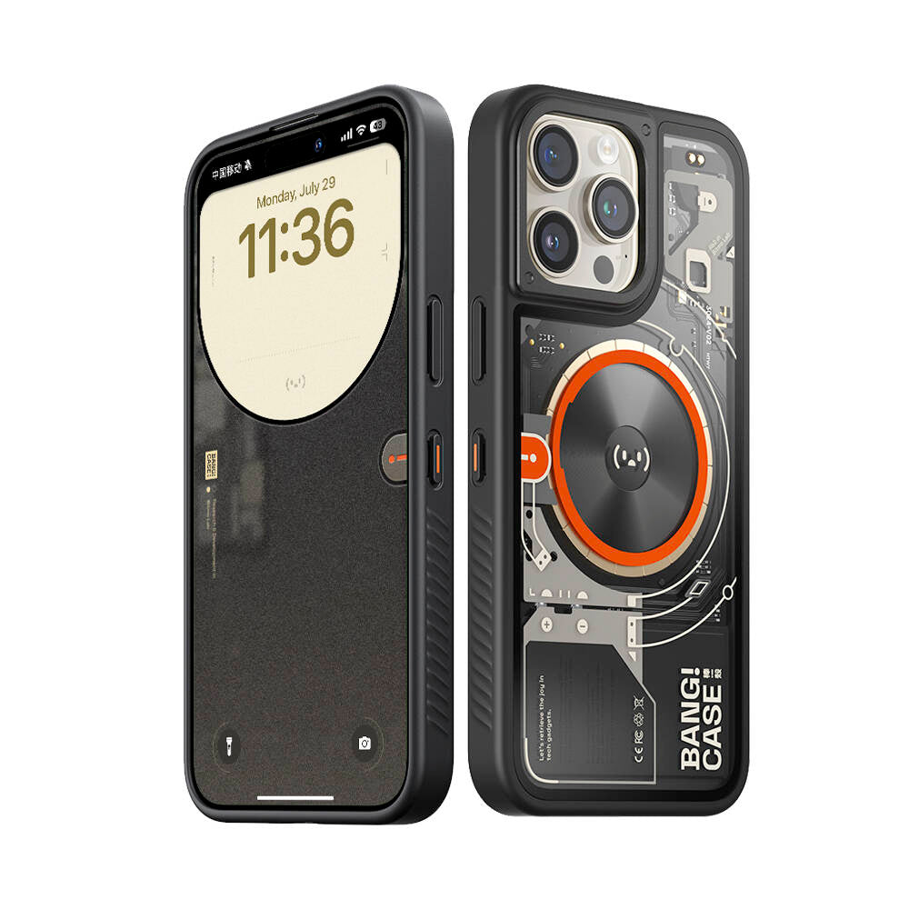 iPhone 15 Pro Max Kılıf Özelleştirilebilir 3 Fonksiyonlu Bluetooth Bağlantılı Bitmo Lab Bangcase Akıllı Magsafe Kapak Siyah