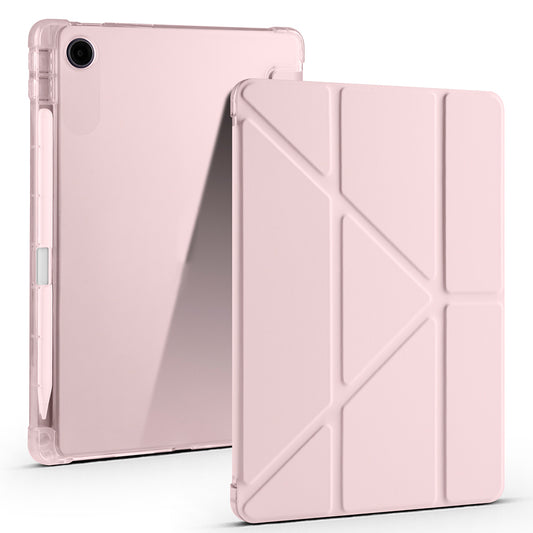 Lenovo Tab TB-311FU Kılıf Zore Tri Folding Kalem Bölmeli Standlı Kılıf Rose Gold