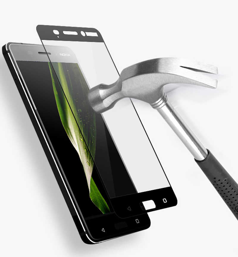 Nokia 3 Zore Ekranı Tam Kaplayan Düz Cam Koruyucu Siyah
