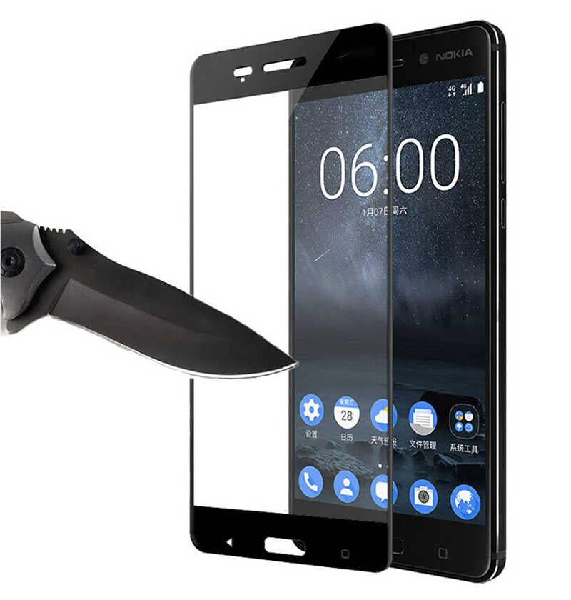 Nokia 3 Zore Ekranı Tam Kaplayan Düz Cam Koruyucu Siyah