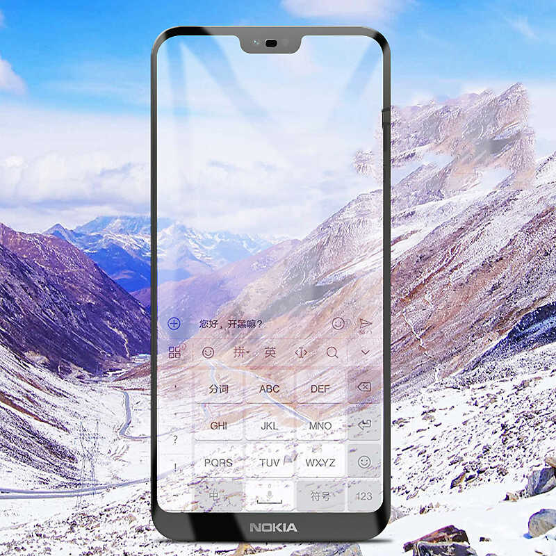 Nokia X6 Zore Kenarları Kırılmaya Dayanıklı Cam Ekran Koruyucu Beyaz
