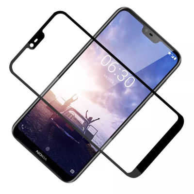 Nokia X6 Zore Kenarları Kırılmaya Dayanıklı Cam Ekran Koruyucu Siyah