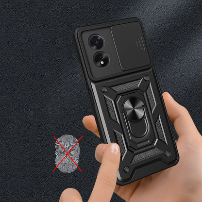 Oppo A38 Kılıf Magnetik Standlı Kamera Korumalı Zore Sürgülü Vega Kapak Mavi