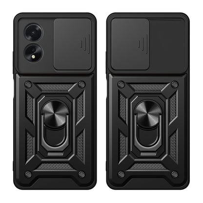 Oppo A38 Kılıf Magnetik Standlı Kamera Korumalı Zore Sürgülü Vega Kapak Mavi