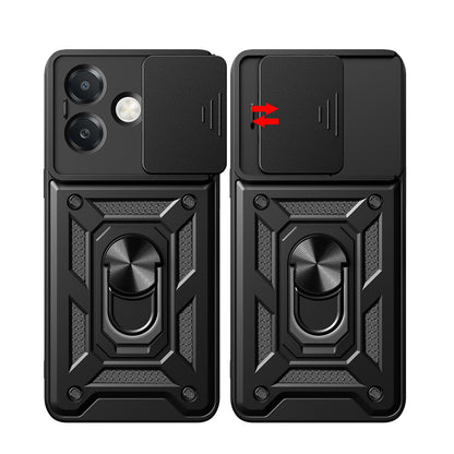 Oppo A3x 4G Kılıf Magnetik Standlı Kamera Korumalı Zore Sürgülü Vega Kapak Mavi