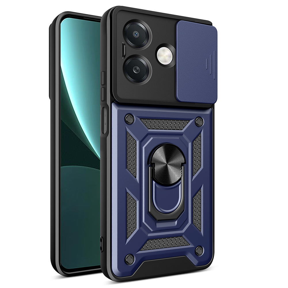 Oppo A3x Kılıf Magnetik Standlı Kamera Korumalı Zore Sürgülü Vega Kapak Siyah