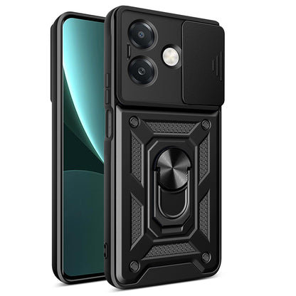 Oppo A3x Kılıf Magnetik Standlı Kamera Korumalı Zore Sürgülü Vega Kapak Siyah