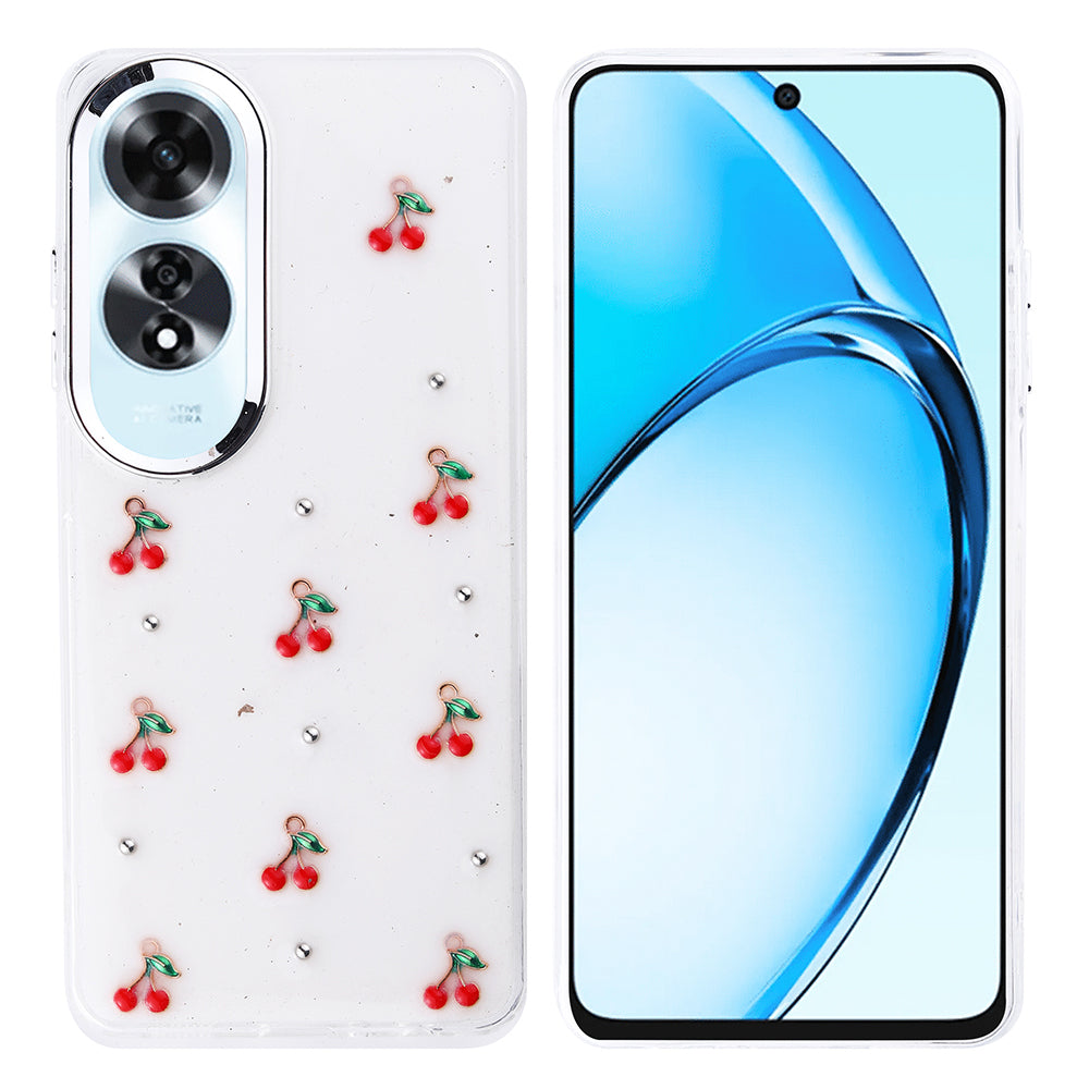 Oppo A60 Kılıf Airbag Tasarımlı Simli Şeffaf Zore Kutup Kapak Kiraz