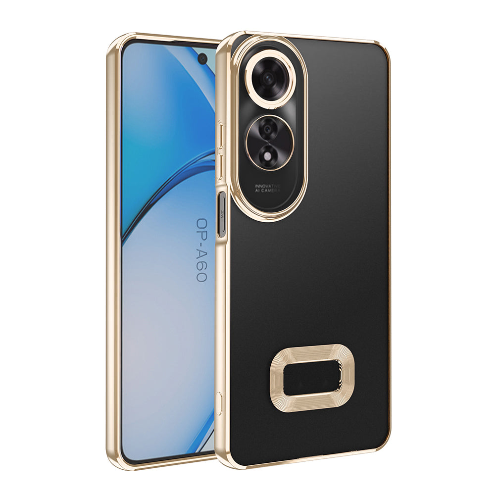 Oppo A60 Kılıf Kamera Korumalı Logo Gösteren Zore Omega Kapak Gold