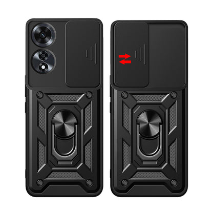 Oppo A60 Kılıf Magnetik Standlı Kamera Korumalı Zore Sürgülü Vega Kapak Siyah