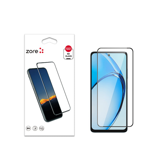Oppo A60 Zore Kenarları Kırılmaya Dayanıklı Cam Ekran Koruyucu Siyah