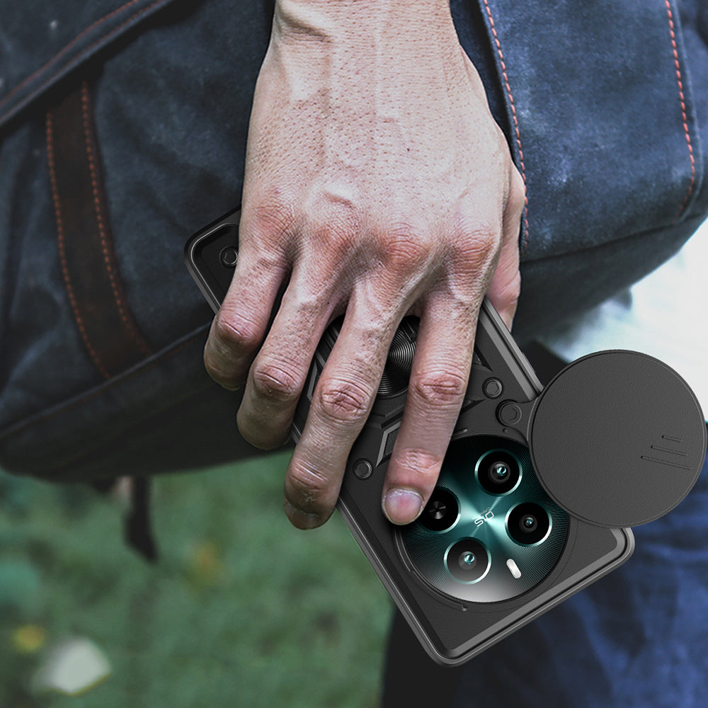 Realme 12 Kılıf Magnetik Standlı Kamera Korumalı Zore Sürgülü Vega Kapak Mavi