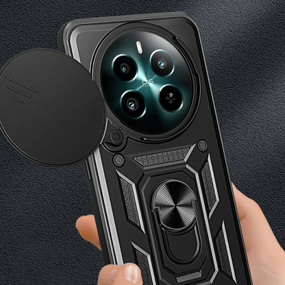 Realme 12 Plus Kılıf Magnetik Standlı Kamera Korumalı Zore Sürgülü Vega Kapak Mavi