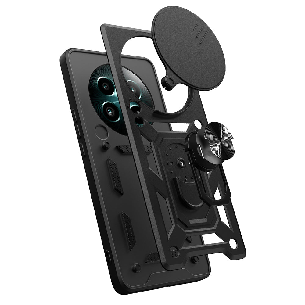 Realme 12 Plus Kılıf Magnetik Standlı Kamera Korumalı Zore Sürgülü Vega Kapak Mavi