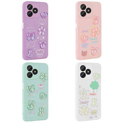 Realme C53 Kılıf Kabartma Figürlü Parlak Zore Toys Silikon Kapak Açık Yeşil