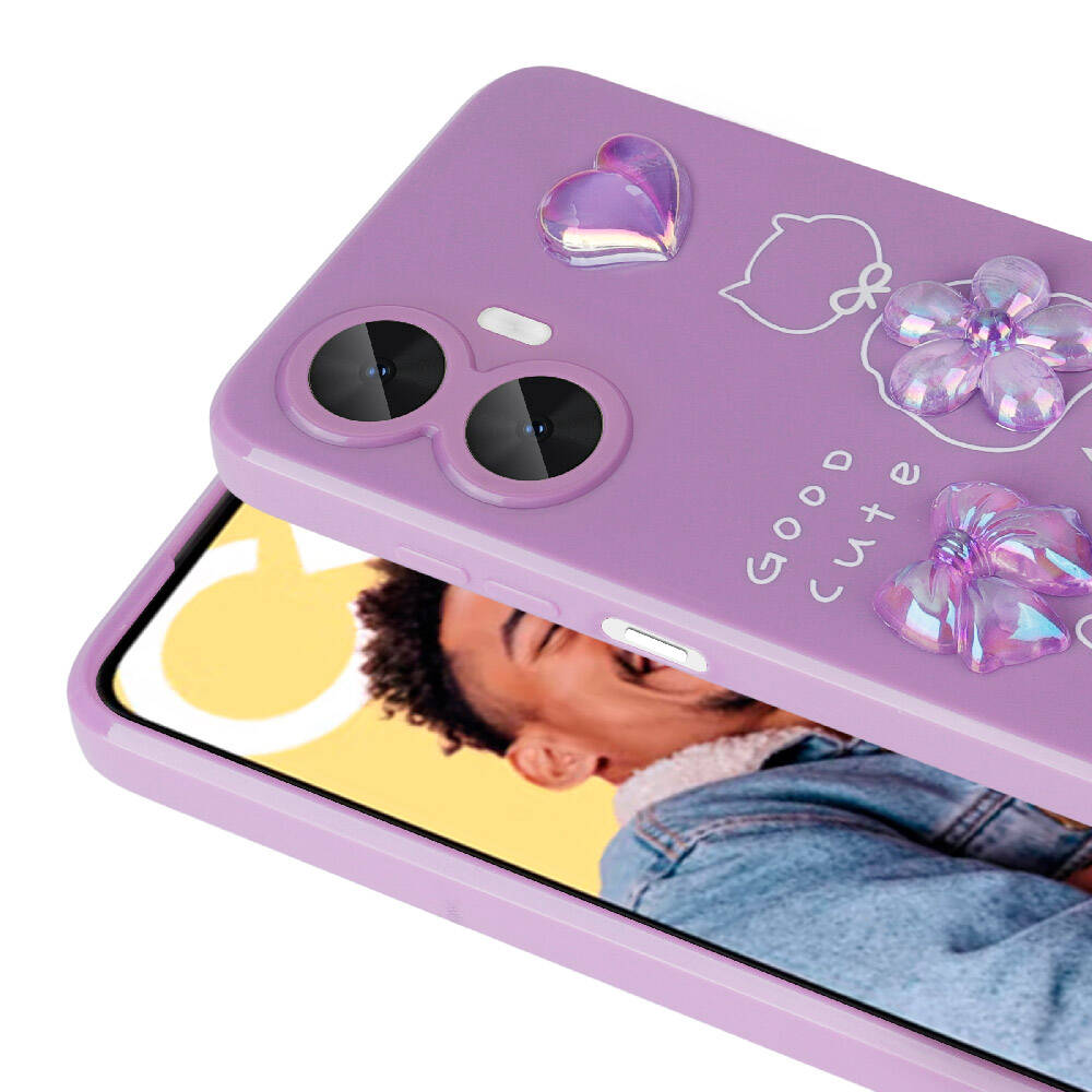 Realme C55 Kılıf Kabartma Figürlü Parlak Zore Toys Silikon Kapak Beyaz