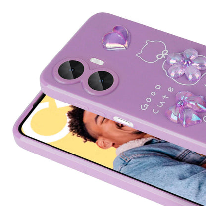 Realme C55 Kılıf Kabartma Figürlü Parlak Zore Toys Silikon Kapak Pembe