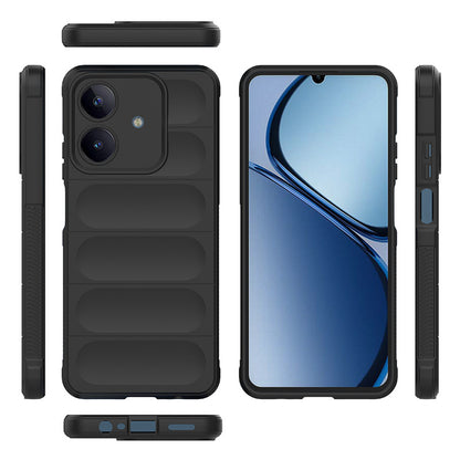 Realme C63 Kılıf Esnek TPU Oyuklu Arka Yüzey Tasarımlı Zore Etnik Silikon Kapak Siyah