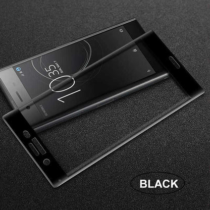 Sony Xperia XZ1 Zore Ekranı Tam Kaplayan Düz Cam Koruyucu Gold