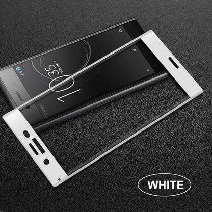 Sony Xperia XZ1 Zore Ekranı Tam Kaplayan Düz Cam Koruyucu Beyaz