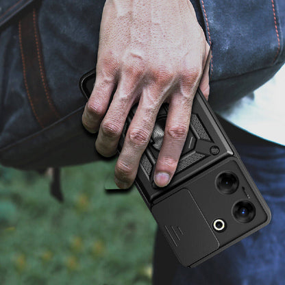 Tecno Camon 20 Pro 4G Kılıf Magnetik Standlı Kamera Korumalı Zore Sürgülü Vega Kapak Siyah