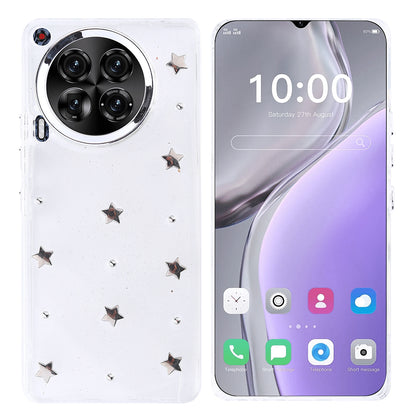 Tecno Camon 30 4G Kılıf Airbag Tasarımlı Simli Şeffaf Zore Kutup Kapak Yıldız