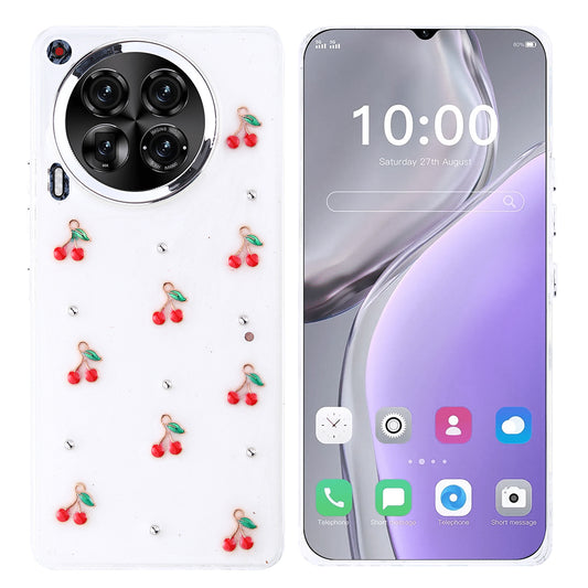 Tecno Camon 30 5G Kılıf Airbag Tasarımlı Simli Şeffaf Zore Kutup Kapak Kiraz
