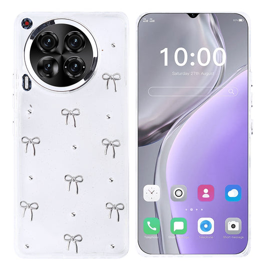 Tecno Camon 30 5G Kılıf Airbag Tasarımlı Simli Şeffaf Zore Kutup Kapak Fiyonk