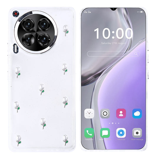 Tecno Camon 30 5G Kılıf Airbag Tasarımlı Simli Şeffaf Zore Kutup Kapak Lale