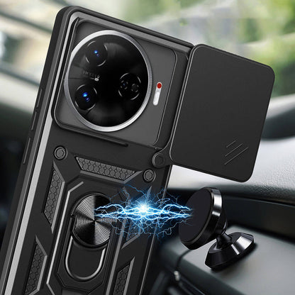 Tecno Camon 30 Pro 5G Kılıf Magnetik Standlı Kamera Korumalı Zore Sürgülü Vega Kapak Siyah