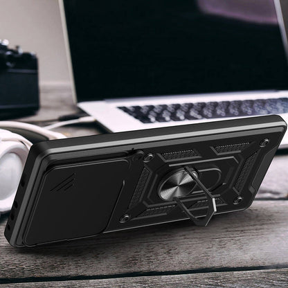 Tecno Camon 30 Pro 5G Kılıf Magnetik Standlı Kamera Korumalı Zore Sürgülü Vega Kapak Siyah